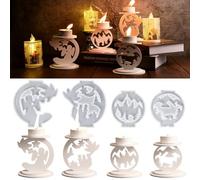 Nexoria Moule en silicone pour le Ramadan - Motif lune et étoile - Bougeoir en silicone - Moule à crèche - Moules en plâtre pour couler - Bougeoir pour bricolage (A)