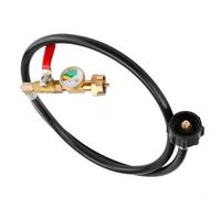 NexRen Adaptateur de recharge de propane pour réservoirs de 0,5 kg en laiton avec valve marche/arrêt, manomètre noir, 1,2 m/1,8 m/2,7 m pour gril cylindrique de 18,1 kg, camping, extérieur (1,2 m)