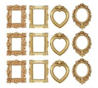 NexRen Lot de 12 cadres photo compacts en résine dorée avec breloque Old World pour une utilisation dans les cadeaux de mariage et les projets artistiques