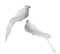 NexRen Lot de 2 colombes en mousse style plume blanche avec clip sécurisé pour branches et fleurs, symbole d'amour et de tranquillité pour un espace résidentiel ou commercial