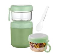 NEXROLA Overnight Oats Jar 860 ml (530 ml boîte à céréales en acier inoxydable + 330 ml pot à yaourt) étanche et portable, idéal pour le travail, l'école ou la salle de sport.