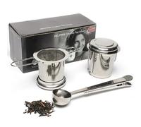 NEXROLA passoire inox 2 pezzi, infusore da tè con manico ribaltabile e coperchio, design a maglia fine, con cucchiaio dosatore per tè, adatto per tazze da tè/teiere boule a the