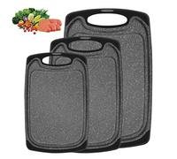 NEXROLA planche à découper en plastique, planche à découper 3 pièces, tagliere cutting board avec bac anti-débordement + trou de suspension pour rangement Noir