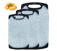 NEXROLA planche à découper en plastique, planche à découper 3 pièces, tagliere cutting board avec bac anti-débordement + trou de suspension pour rangement blanc