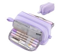 NEXROLA Trousse Scolaire, Trousse Grande Capacité avec 3 Compartiments, Grande Trousse Scolaire, Objets pour l'école pour l'école Primaire et Secondaire - Violet