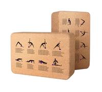 NEXROLA Yogaklotz brique yoga 2 set,liège naturel haute densité antidérapant bloc yoga balance support pilates Aus Naturkork, rutschfest & leicht zu greifen, ideal für Yoga (22x14x14cm) 1260g