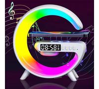 Nexstron Lampe d'ambiance chargeur sans fil, mini lampe haut-parleur sans fil avec réveil, haut-parleur Bluetooth avec lumière d'ambiance, lampe de chevet cadeau pour décoration d'intérieur, chambre à