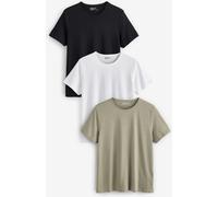 Next 3 Lot de T-shirts à manches courtes et col rond en coton riche Noir L (FR 46-48)