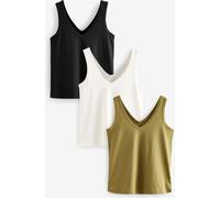 next 3 Pack de gilets amples à Col V en modal TENCEL Noir XL Petite (FR 50-52)