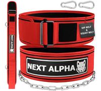 Next Alpha Ceinture de Musculation & Ceinture Dips Combinaison - Ceinture Haltérophilie Personnalisé pour Hommes et Femmes - Boucle à Verrouillage Automatique et à dégagement Rapide - avec chaîne