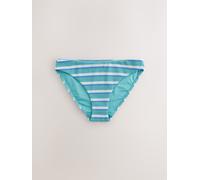 Next Aqua Blue/White Crinkle Stripe High Leg Bikini Bottoms