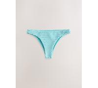 Next Aqua Blue/White Crochet High Leg Bikini Bottoms