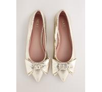 Next Gold Point Toe Bow Ballerinas Gold EU 38 (UK 5)