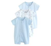 NEXT Barboteuse zippée double sens, lot de 3 Bleu 9 Mois