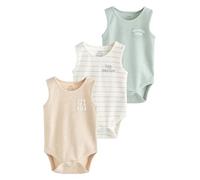 NEXT Bébé Bodies à bretelles pour bébé, lot de 3 Neutral Brown/Mint Green Slogan 6 Mois