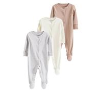 NEXT Bébé Dors-bien essentiel 100% coton zippé pour bébé, lot de 3 Naturel 6 Mois-9 Mois