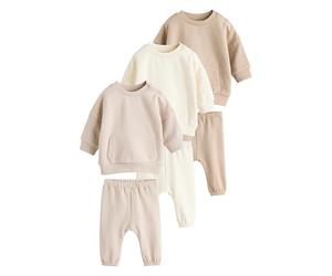 NEXT Bébé Ensemble sweat et pantalon de jogging pour bébé, lot de 6 Naturel 6 Mois-9 Mois