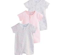 NEXT Bébé fille Barboteuse avec fermeture zippée double sens, lot de 3 Rose 3 Mois