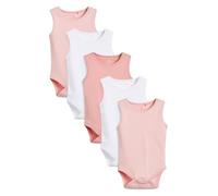 NEXT Bébé fille Body débardeur 100% coton pour bébé, lot de 5 Rose/blanc 3 Mois