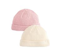 NEXT Bébé Fille Bonnet bébé en Maille, Lot de 2 Rose/crème 0 Mois-3 Mois