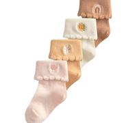 Next Bébé fille Chaussettes roulées sur le haut pour bébé, lot de 5 Tan Brown Embroidered 6 Mois