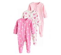 NEXT Bébé fille Dors-bien bébé à cœur rose 100% coton, lot de 3 (0 à 2 ans) Rose 6 Mois