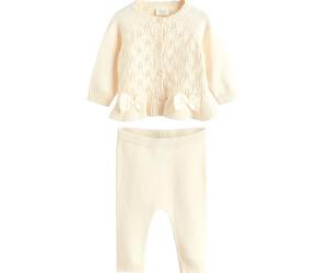NEXT Bébé fille Ensemble cardigan bébé en maille 100% coton avec volant et nœud Blanc 3 Mois-6 Mois