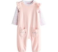 NEXT Bébé Fille Ensemble Salopette et Body à Manches Longues pour bébé Rose 3 Mois