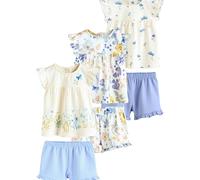 NEXT Bébé fille Ensemble t-shirt et short bébé à volant, 6 pièces Blue/White Floral 18 Mois-2 Ans