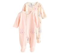 Next Bébé Fille Grenouillère à Zip Double Curseur en Micro Polaire bébé, Lot de 2 Rose 2 Ans