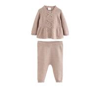 NEXT Bébé fille Legging et cardigan bébé à nœud en maille à volants, 2 pièces Marron chocolat 3 Mois-6 Mois