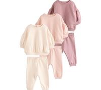 NEXT Bébé fille Sweat et pantalon de jogging bébé, ensemble 6 pièces Cream/Pink 3 Mois-6 Mois