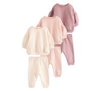 NEXT Bébé fille Sweat et pantalon de jogging bébé, ensemble 6 pièces Cream/Pink 6 Mois