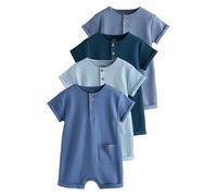 NEXT Bébé garçon Barboteuse bébé à col grand-père boutonné, lot de 4 Bleu Newborn-1 Mois