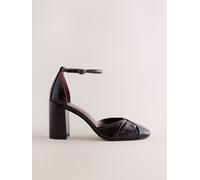 Next Berry Red Forever Comfort Leather Block Heels With Ankle Strap Berry Red EU 40 (UK 6.5)