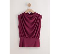 Next Berry Red High Neck Sleeveless Drape Cowl Top