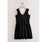 Next Black 100% Cotton V-Neck Jersey Mini Summer Dress Black EU 38 (UK 10)