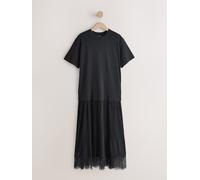 Next Black 2 in 1 Jersey Lace Hem T-Shirt Dress Black EU 38 (UK 10)