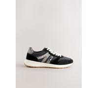 Next Black/Animal Forever Comfort Leather Jogger Lace Up Trainers