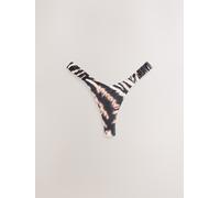 Next Black/Animal Ruched Side High Cut Leg Tanga Bikini Bottoms