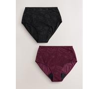 Next Black / Berry Full Brief All Over Lace Medium Flow Period Knickers 2 Pack