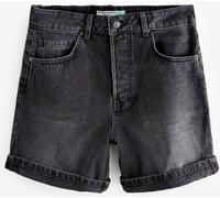 Next Black Bleach Relaxed Turn Up 100% Cotton Denim Shorts Black EU 42 (UK 14)