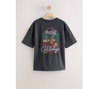 Next Black Christmas Coca Cola Embroidered Graphic Short Sleeve T-Shirt