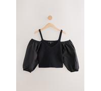 Next Black Cold Shoulder Volume Sleeve Knitted Top