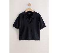 Next Black Cotton Rich Soft Touch Knitted Polo Top