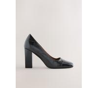 Next Black Croc Effect Forever Comfort Square Toe Court Block Heels Black Croc Effect EU 40 (UK 6.5)