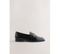 Next Black Croc Effect Forever Comfort Square Toe Loafers Black Croc Effect EU 41 (UK 7)
