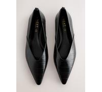 Next Black Croc Effect Premium Leather Pointed Toe Ballerinas Black Croc Effect EU 41 (UK 7)