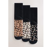 Next Black Cushion Sole Animal Print Footbed Ankle Sports Socks 3 Pack