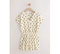 Next Black/Ecru Polka Dot Short Sleeved V-Neck Textured Playsuit